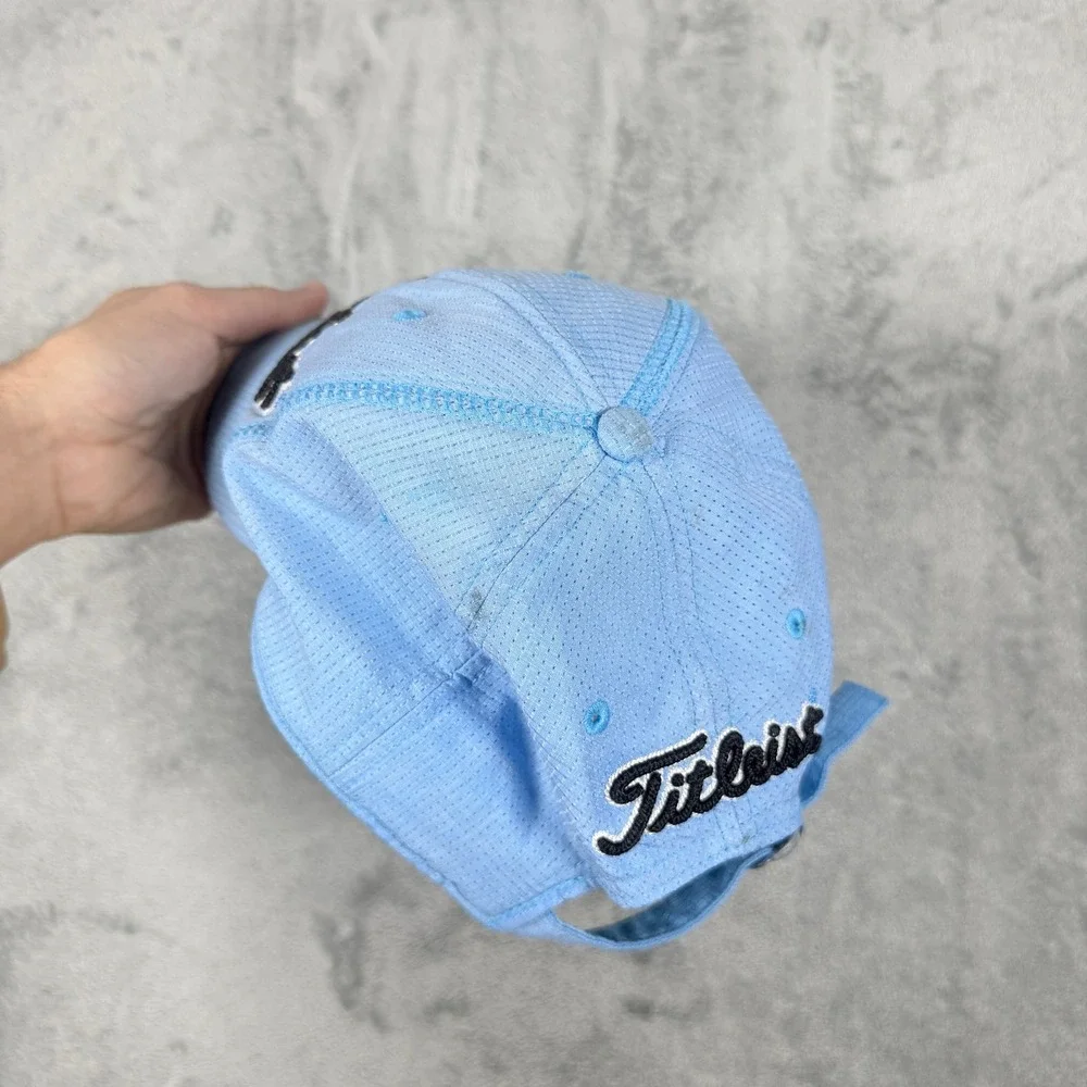 Titleist Mens OSFA Golf Hat Light Blue Adjustable Strapback Mesh